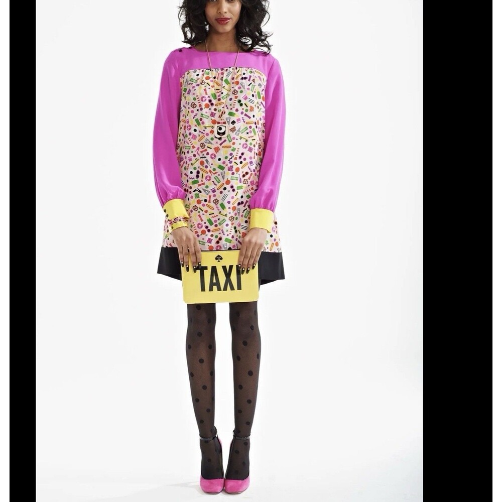 Kate Spade x Darcel Maretta New York City Print Silk Dress Sz 4 (Sm Stains) Rare